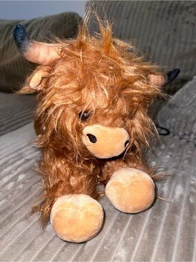 Plush Highland Cow Stuffed Animal - Rust Brown Cuddly Toy